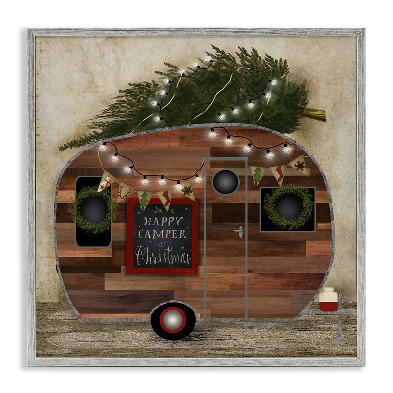 Joyeux campeur à la giclée de Noël par Beth Albert, H 12 po x l 12 po, Estampe numérique Farmhouse