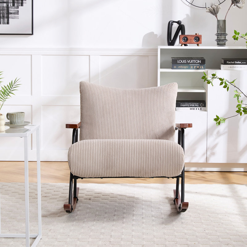 Chaise berçante, fauteuil d'appoint moderne, Beige