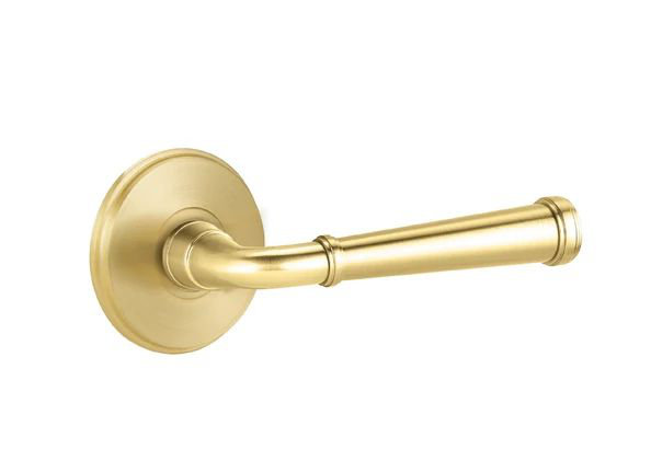 Emtek Passage Interior Mortise w/ Watford Rosette & Merrimack Lever, Left, Satin Brass