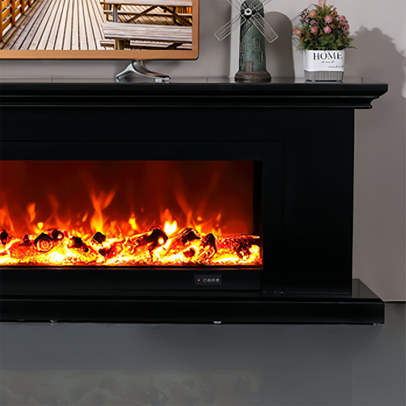 European light luxury simple fireplace, Black