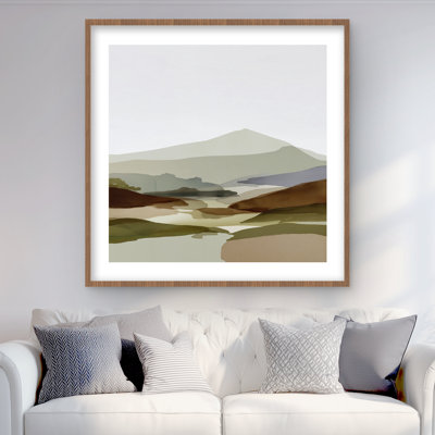Peaks - Brown Landscape, reproduction matte encadrée pour la décoration intérieure