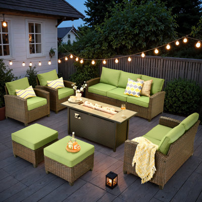7 pièces de mobilier d'extérieur avec poêle