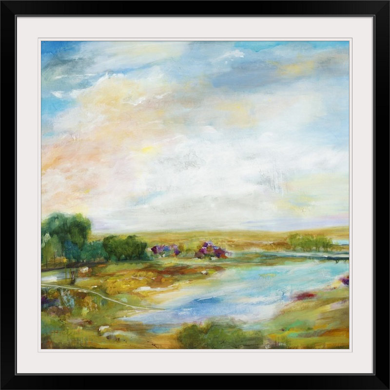 «Anjulie The Long View» par Jill Martin, reproduction d'art, Cadre noir, H 28 x l 28 po x P 1 po