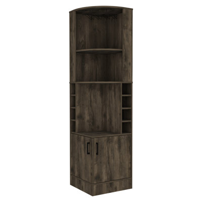 Armoire à boissons alcoolisées à 2 tablettes brun foncé pouvant contenir jusqu'à 8 bouteilles pour un accès pratique à 8 tablettes avec 2 tablettes, un espace spécial