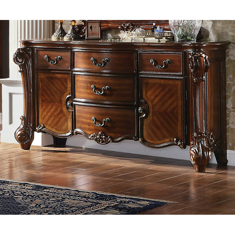 Commode combinée 5 tiroirs Carlene, Cerisier
