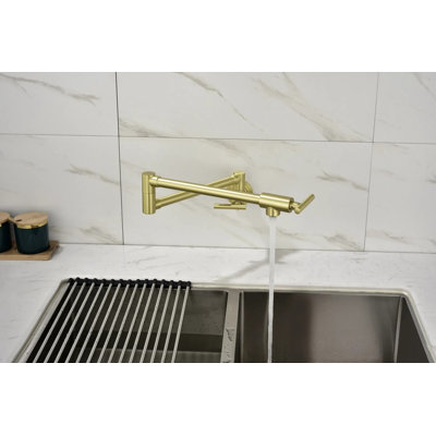 Robinet remplisseur de pot mural, laiton + métal, 1 pièce, robinet de remplissage mural, joints pivotants doubles avec bras rétractable pour four et remplissage de comptoir