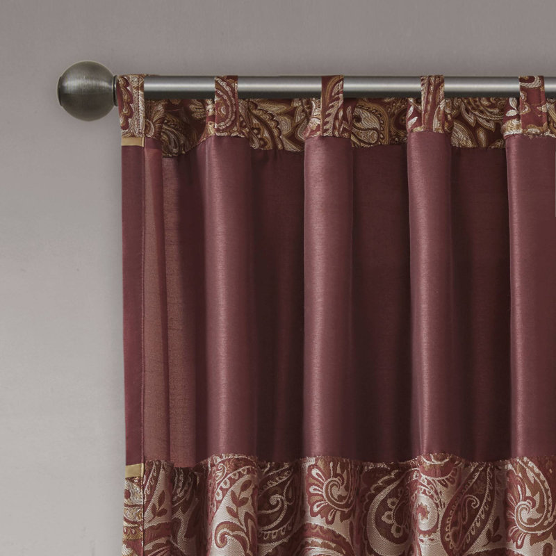 Aubrey Jacquard Burgundy Curtain Panel Pair 50x84", 50" W x 84" L, Burgundy
