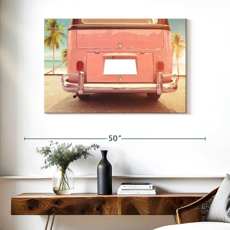Mehar Beachside Pink Van, 26" H x 39" W