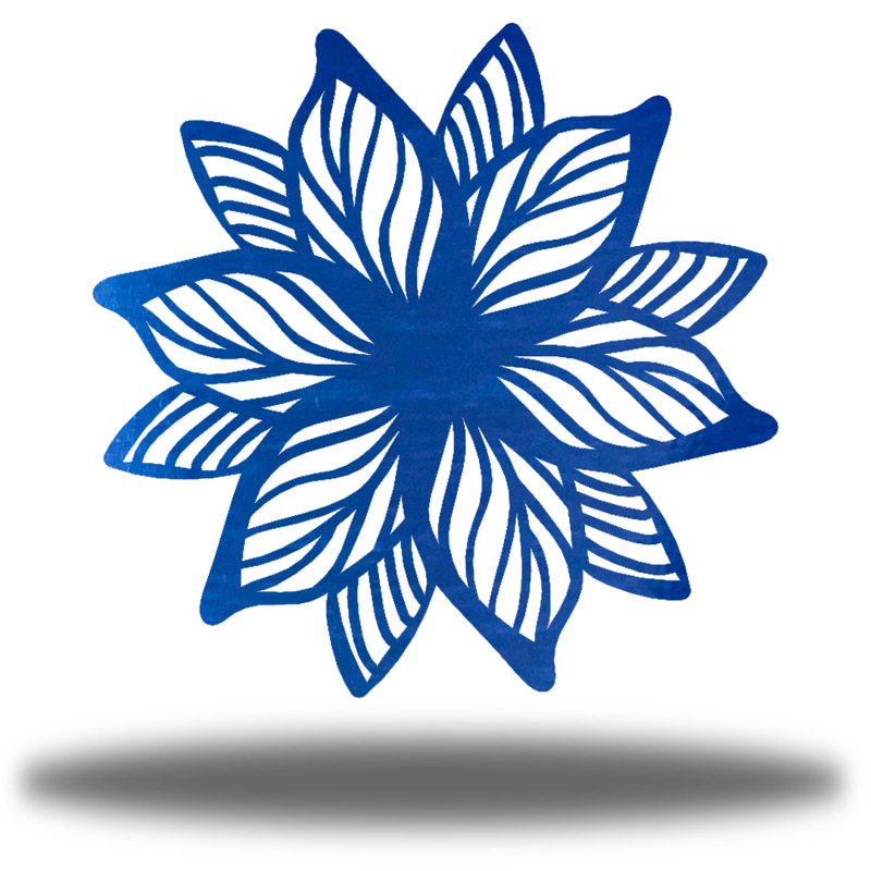 Metal Art Steel Wall Décor, Blue, 18" H x 18" W x 0.01" D, Flower Mandala