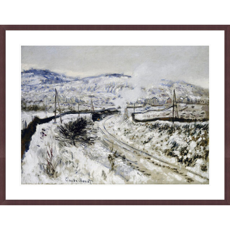 «Train In The Snow at Argenteuil» par Claude Monet, impression giclée encadrée, H 32,59 po x l 41,5 po