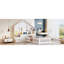 Lit maison avec fenêtre et tiroirs de chevet, lit plateforme avec tablettes et ensemble de prises et port USB