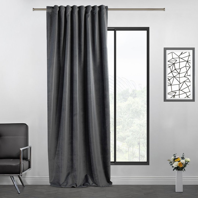 Extra Long & Extra Wide Matte Velvet Curtain Panel, 130  cm Width x 500cm Drop, 67 IRON