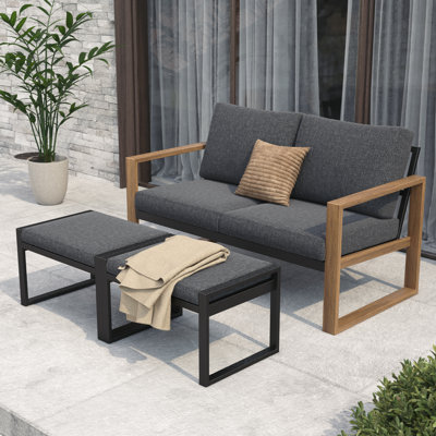 Ensemble de conversation avec repose-pieds pour 2 personnes Arunas