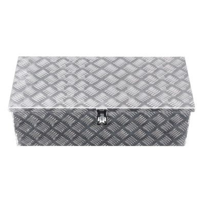 Heavy-Duty Aluminum Truck Bed Tool Box, 30"x13"x9.6", Stripes Plated Tool Box with Side Handle and Lock Keys, Storage Toolbox Chest Organizer for Trailer, Pickup, Truck Bed, RV, Silver