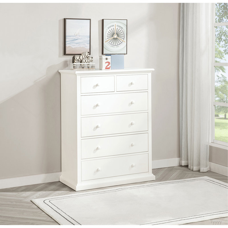 Commode de chambre blanche à 6 tiroirs Anzio, Blanc