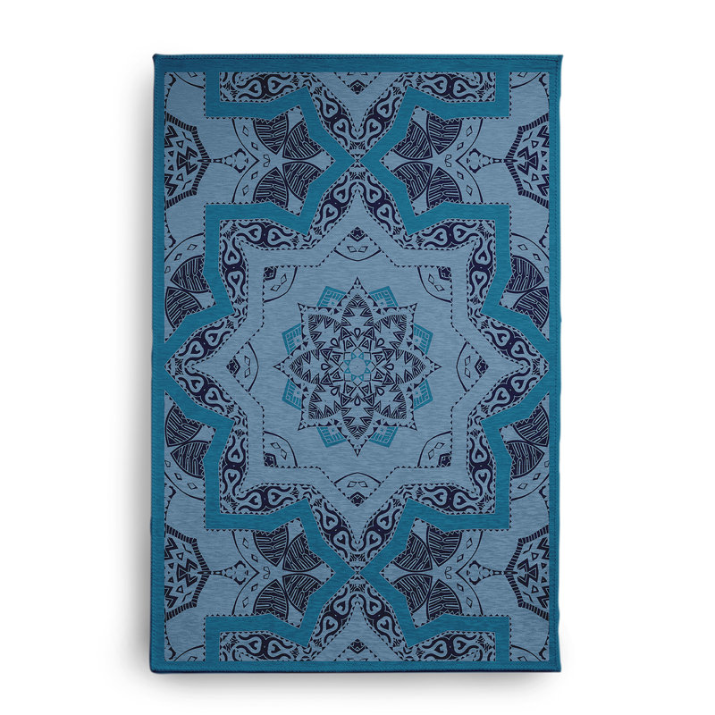 Tapis bleu en chenille tissé à la machine, Rectangle 2 pi x 3 pi