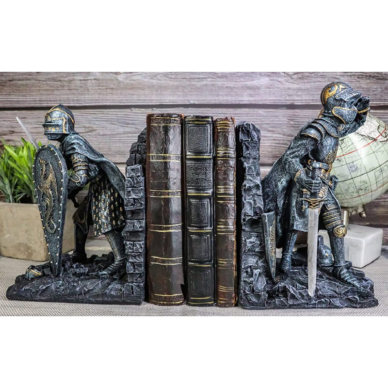 Serre-livres chevalier médiéval dragon héraldique
