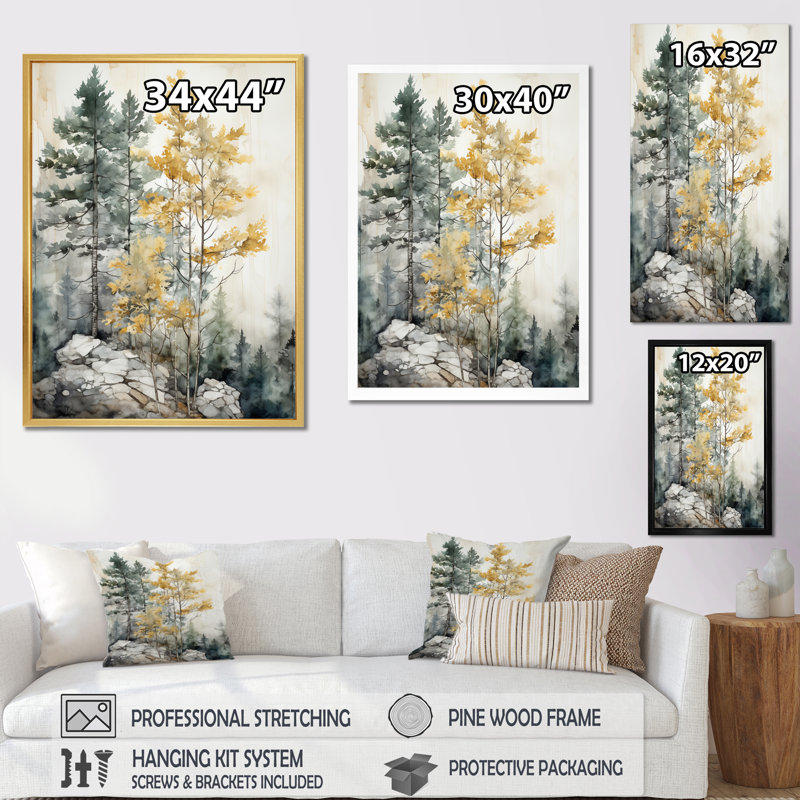 Forest Minimalisme Guardians II - forêt, art mural encadré, Toile tendue, H 44 po x l 34 po, Sans cadre