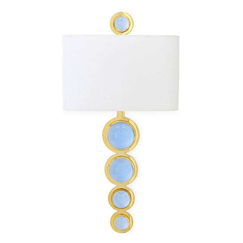 Polished Brass and Blue Acrylic 1-Light Wall Sconce