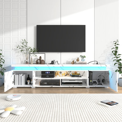83" TV Stand/Media Console For Tvs Up To 95" With Power Outlets, USB Ports And LED Light Strips