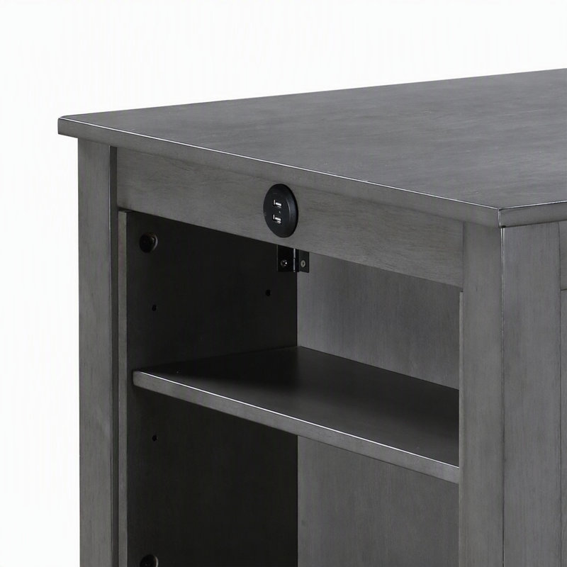 Table de salle à manger à hauteur de comptoir 36 po avec ports USB et tablettes, gris