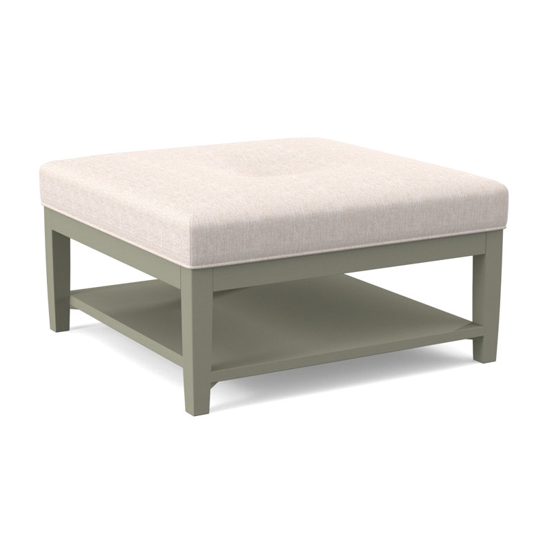Hammond Square Ottoman, White Sugar Performance; 0863-91, Greystone Finish