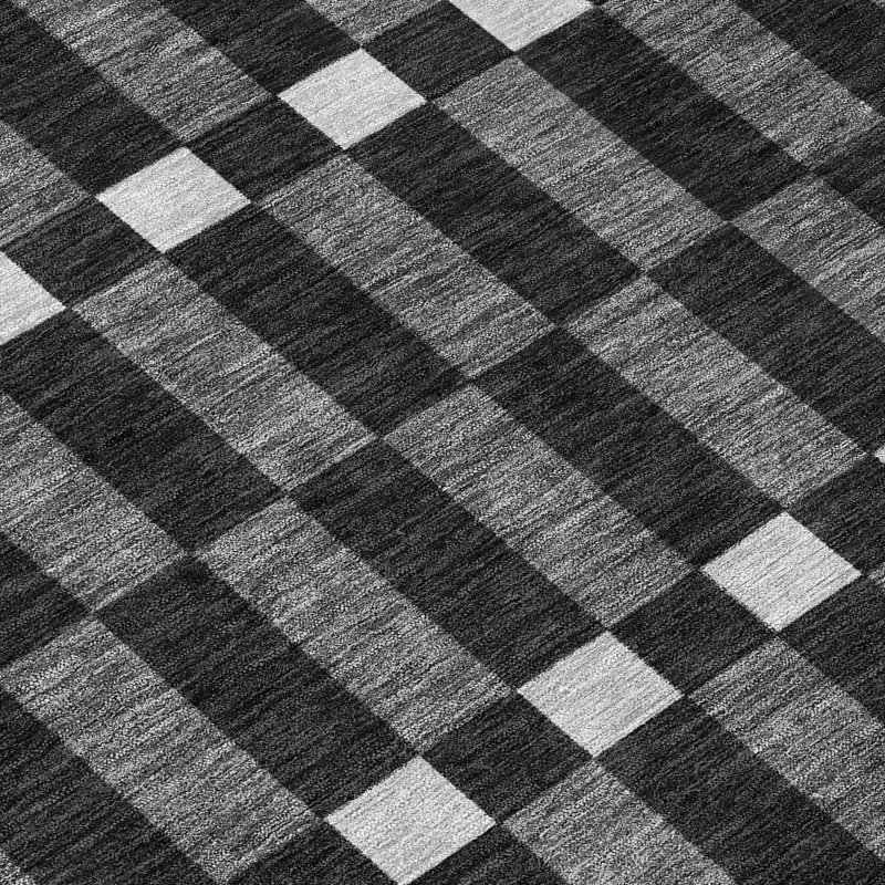 Machine Washable Indoor/Outdoor Chantille ACN2547 Geometric Rug, Round 8', Black