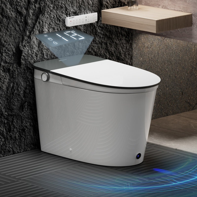 Toilette de luxe intelligente avec micro-gravité, couvercle à ouverture et fermeture automatique, bouclier en mousse, désinfection UFB avancée, chasse d'eau mains libres, siège chauffant plus large, laveuse et sécheuse à eau chaude