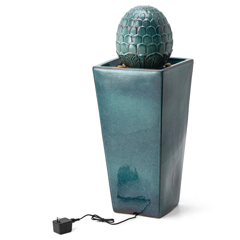 Fontaine surdimensionnée en céramique avec piédestal Ferrigno, Turquoise