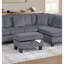Canapé modulaire 3 pièces en velours côtelé gris foncé avec méridienne et rangement pour une maison contemporaine confortable