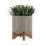 Pot à fleurs en céramique avec support en bambou - Pot moderne avec base surélevée pour l'intérieur-2016597956-2128106332-2016597977