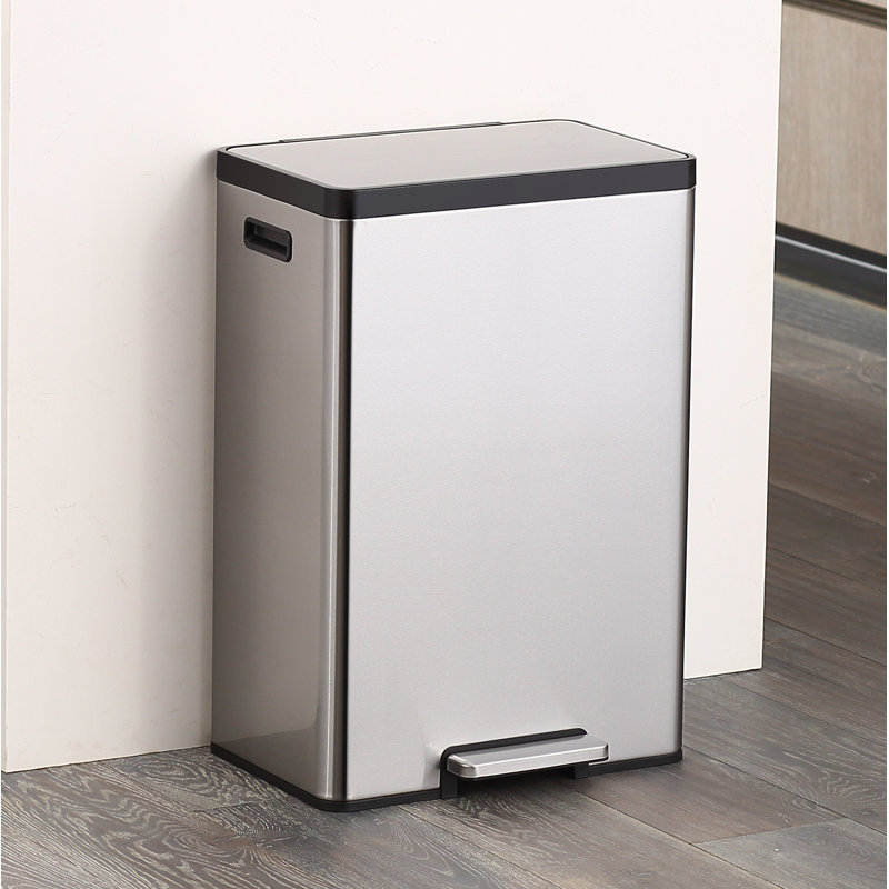 Ecocasa II Steel Step On Multi-Compartment Rubbish & Recycling Bin - 40L