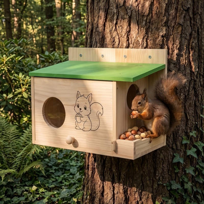Grandes maisons à écureuils pour l'extérieur, nichoir à écureuils avec fenêtre en acrylique, boîte à écureuils en bois avec mangeoire, abri à écureuils pour l'extérieur