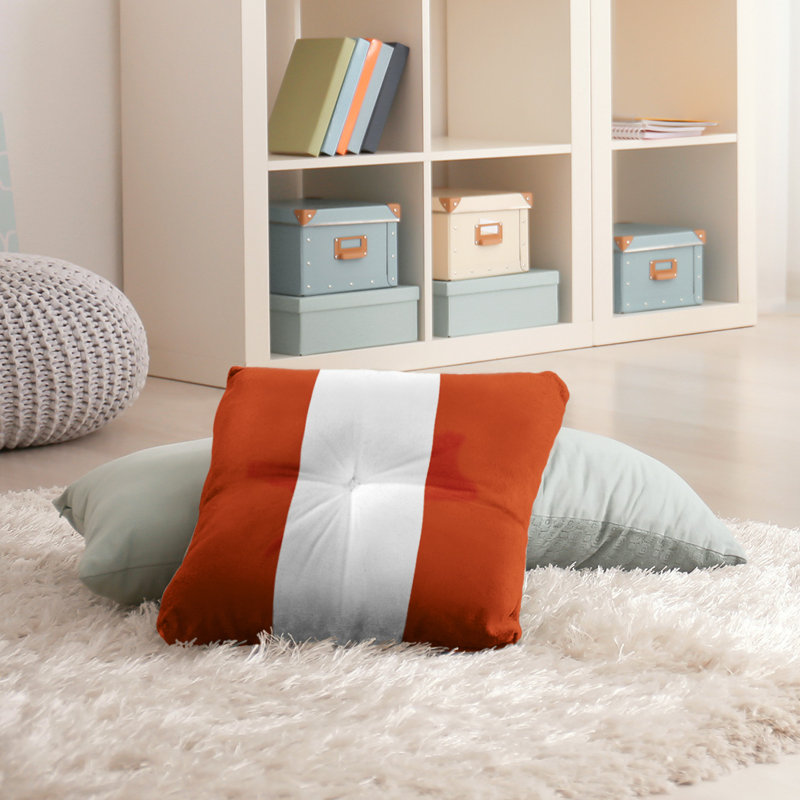  Coussin de sol touffeté, 26 po x 26 po, Orange / blanc