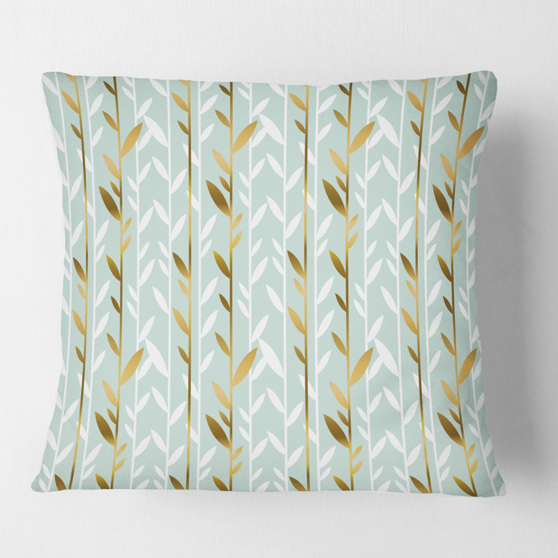 Coussin Golden Foliage I - Mid-Century Modern, 18 po x 18 po