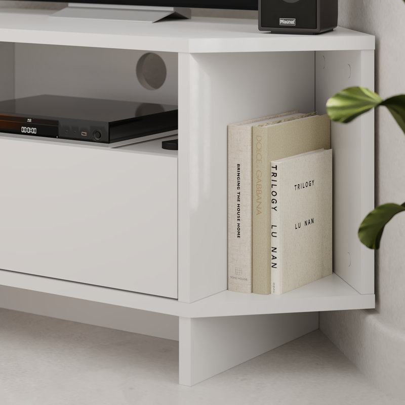 Viva Corner TV Stand Modern Storage Unit for TVs up to 34 inches, White