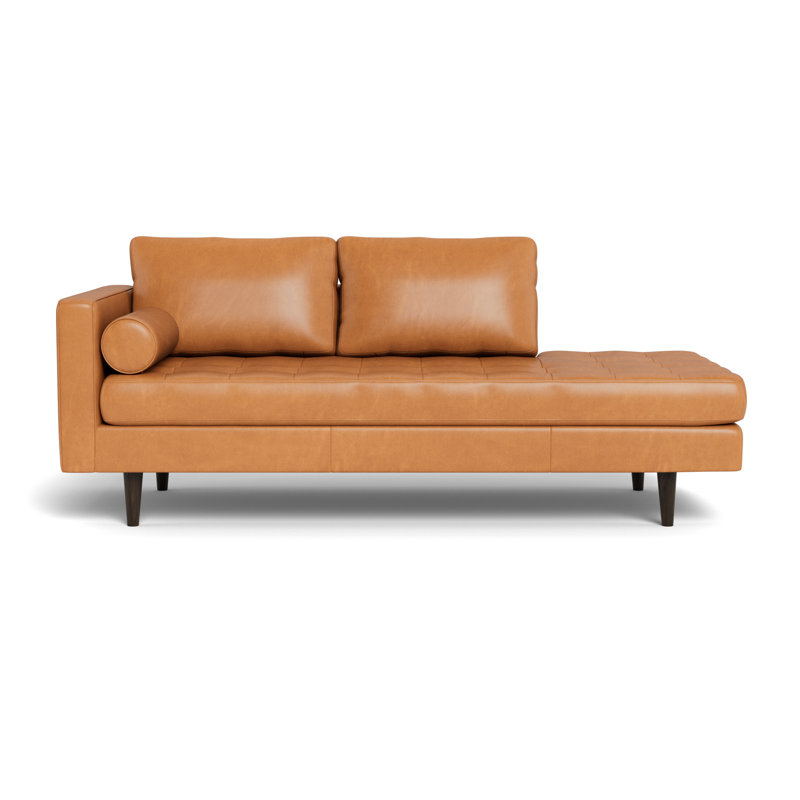 Chaise longue en cuir Jackie, Hudson Lager, Accoudoir à gauche (vu de face)
