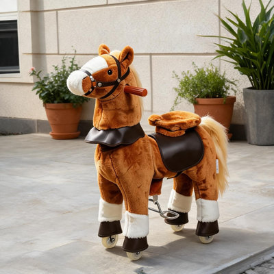 Jouets pour bébé avec cadre brun en acier, guidon et jouet pour cheval intérieur / extérieur