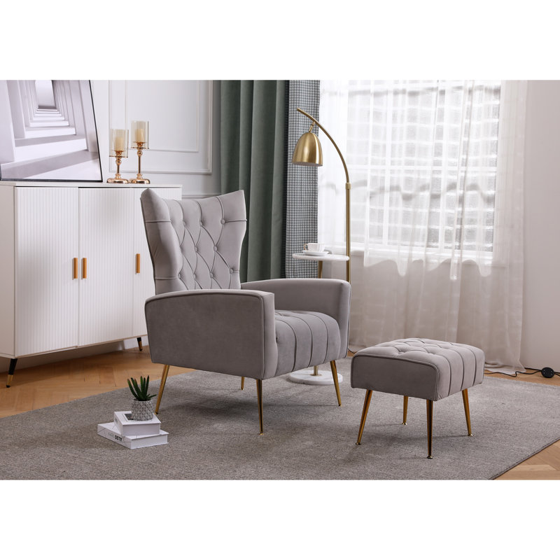Fauteuil d'appoint avec repose-pieds Wickham Polperro, Gris