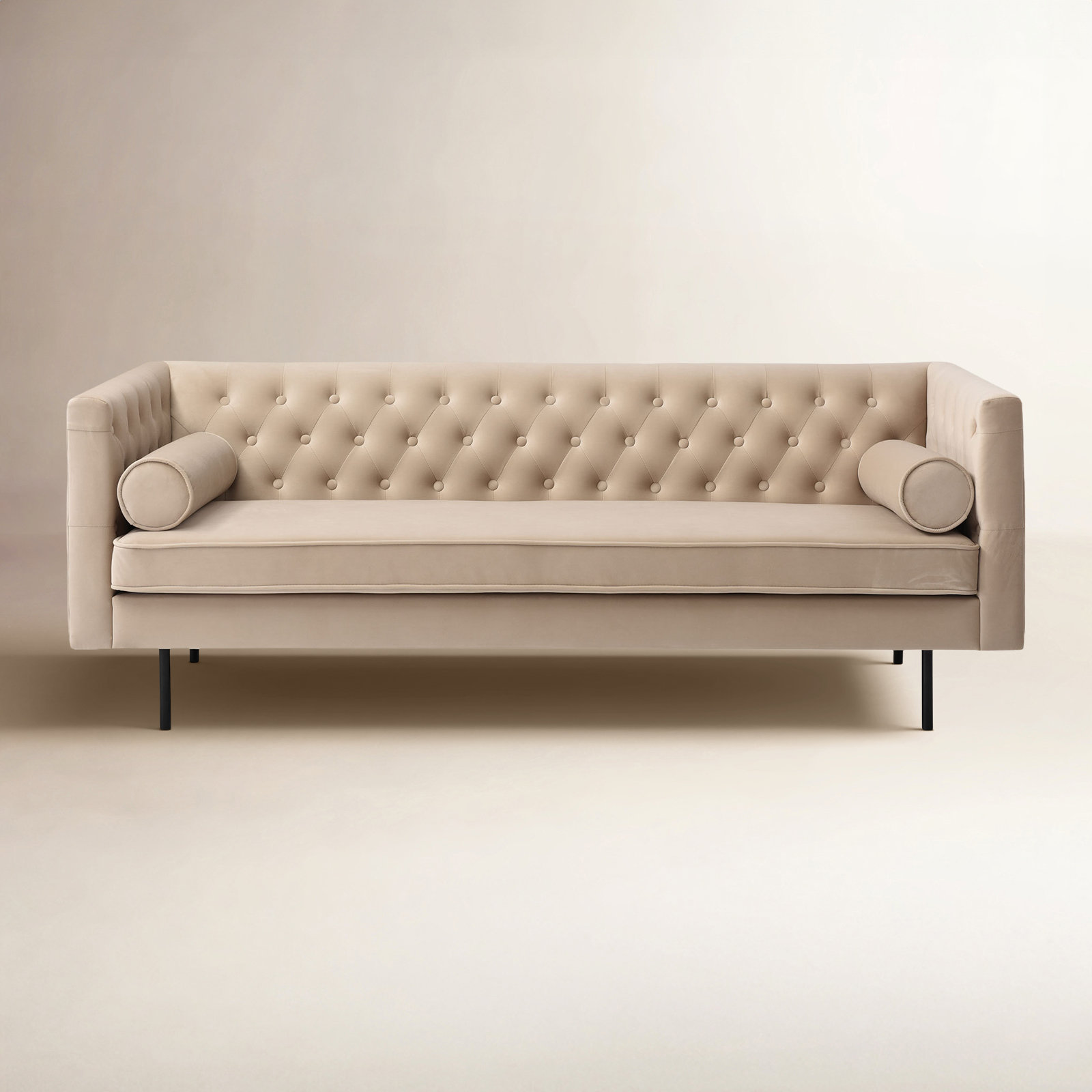 Dario 79'' Upholstered Chesterfield Sofa, Dusty Blue Velvet 