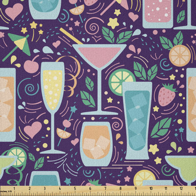 Davario Cocktail Glasses Champagne Wine Party Margarita Fruits Hearts Alcoholic Multi-Purpose Fabric