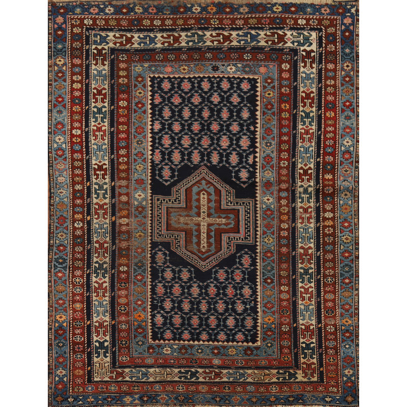 Tapis teinture végétale antiquité pré-1900 4 x 5