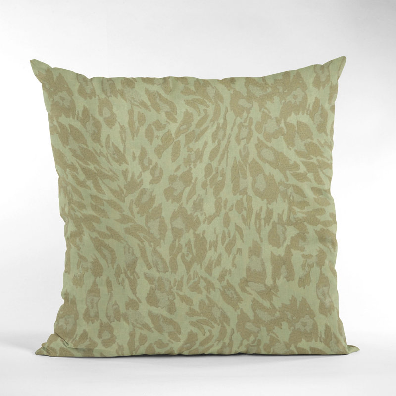 Coussin décoratif carré Plutus Cheetah Embroydery, Gris dévalé, 18 po x 18 po