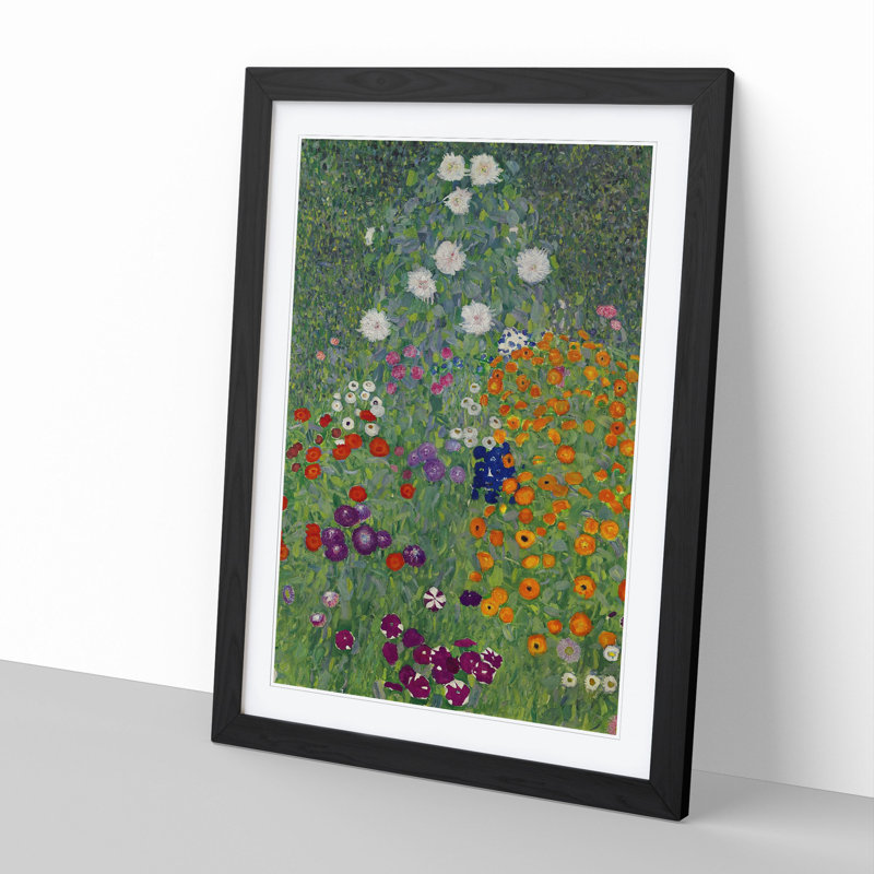 Flower Garden Vol.2 by Gustav Klimt - Picture Frame Painting, 36cm H x 27cm W x 2cm D, Black Framed