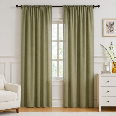 Fabdivine Solid Color Linen Semi Sheer Curtains with Rod Pocket – Modern Textured Window Drapes for Bedroom & Living Room