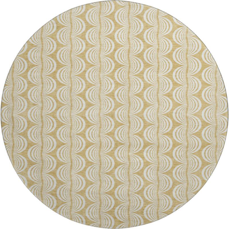 Premium Machine Washable Corum AMF1055 Swirls Rug, Round 8'