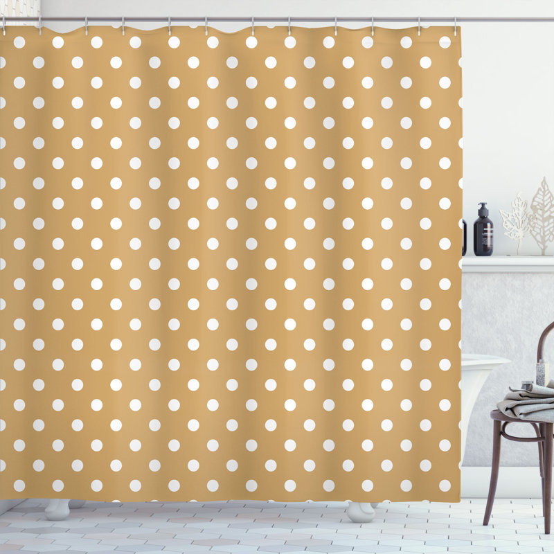  Rideau de douche simple à pois colorés, H 69 po x l 84 po, Brun sable