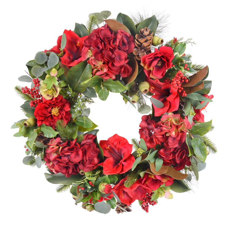 Amaryllis And Hydrangea Wreath