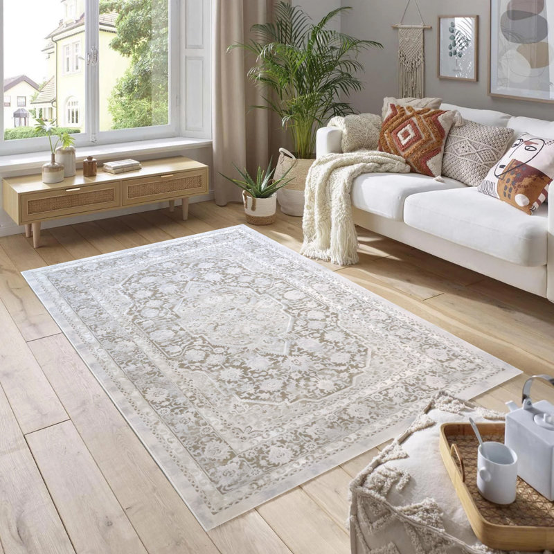Marissa Collection Beige Abstract Transitional Area Rug, Rectangle 5'2" x 7'5"