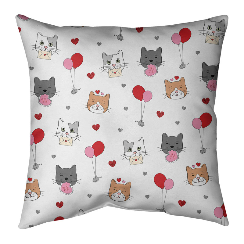 Coussin de chats st day, 16 po x 1 po, Blanc / paillettes